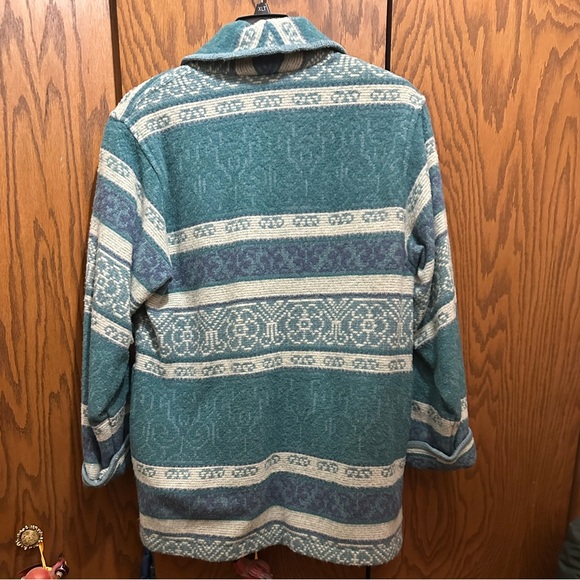 Eddie Bauer Vintage Blanket Wool Coat Size Large Silver Conch Style Buttons - Picture 2 of 11